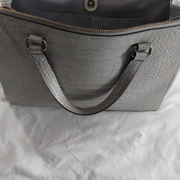 Kate Spade Gray Crocodile-Embossed Shoulder Bag - Picture 8 of 14